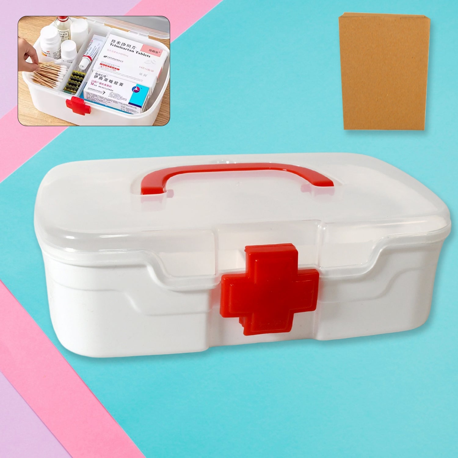Medical Box, 1 Piece, Indoor Outdoor Medical Utility, Medicine Storage Box, Detachable Tray Medical Box Multi Purpose Regular Medicine, First Aid Box with Handle & Transparent Lid Medical Box, 1 Piece, Indoor Outdoor Medical Utility, Medicine Storage Box, Detachable Tray Medical Box Multi Purpose Regular Medicine, First Aid Box with Handle & Transparent Lid
